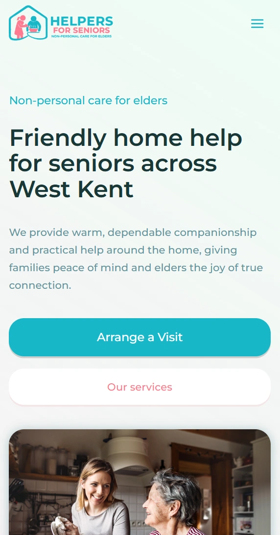 Helpers for Seniors mobile website screenshot
