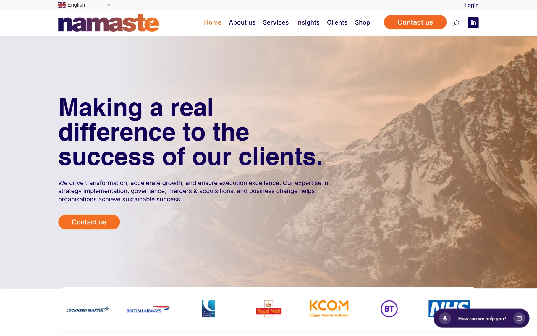 Namaste website design screenshot